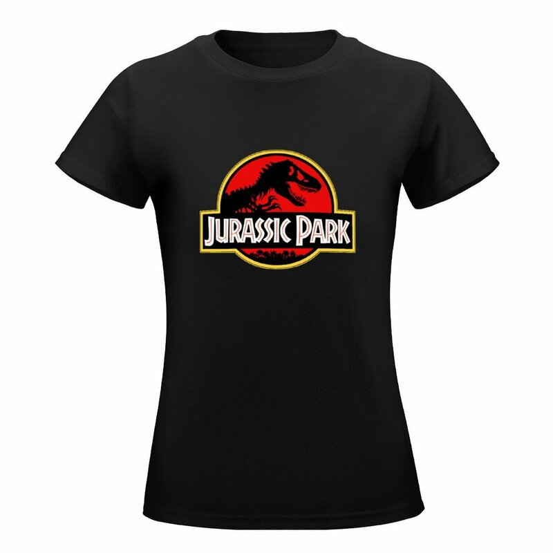 Jurassic park t-shirt feminina, tops bonitos, roupas de verão