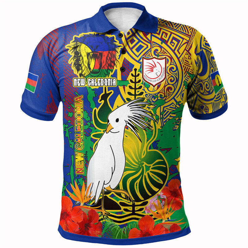 남성용 하와이안 폴리네시아 패턴 폴로 셔츠, 3D 프린트 팔 코트, 반팔 티, 가나카 마올리 국기 라펠 티셔츠, 패션