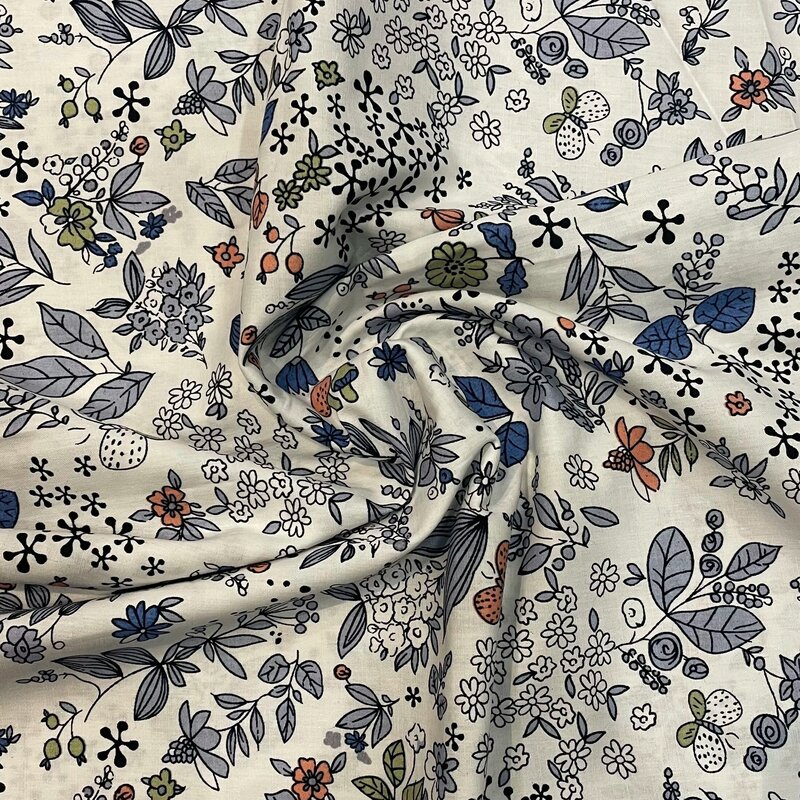 Pastoral Freshness Flowers and Plants 100% Cotton 40S Like Liberty Fabric Printed For Sewing Cloth Dress Skirt Kids  Poplin DlY