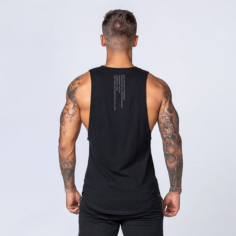 Brand Gyms Clothing Men Casual Bodybuilding Stringer Tank Top Summer Muscle Workout Moisture Wicking Cool Feeling Loose T-shirt