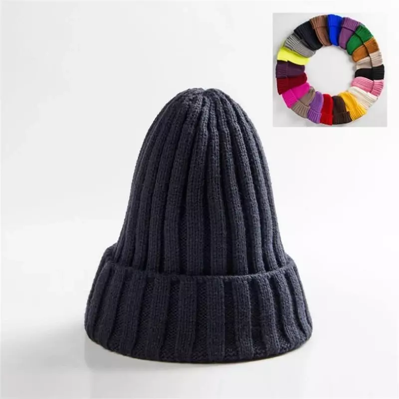 Unisex หมวกผ้าฝ้ายผสม Warm Soft HIP HOP ถักหมวกฤดูหนาวหมวกผู้หญิง Skullies Beanies สำหรับสาวขายส่ง Шляпа