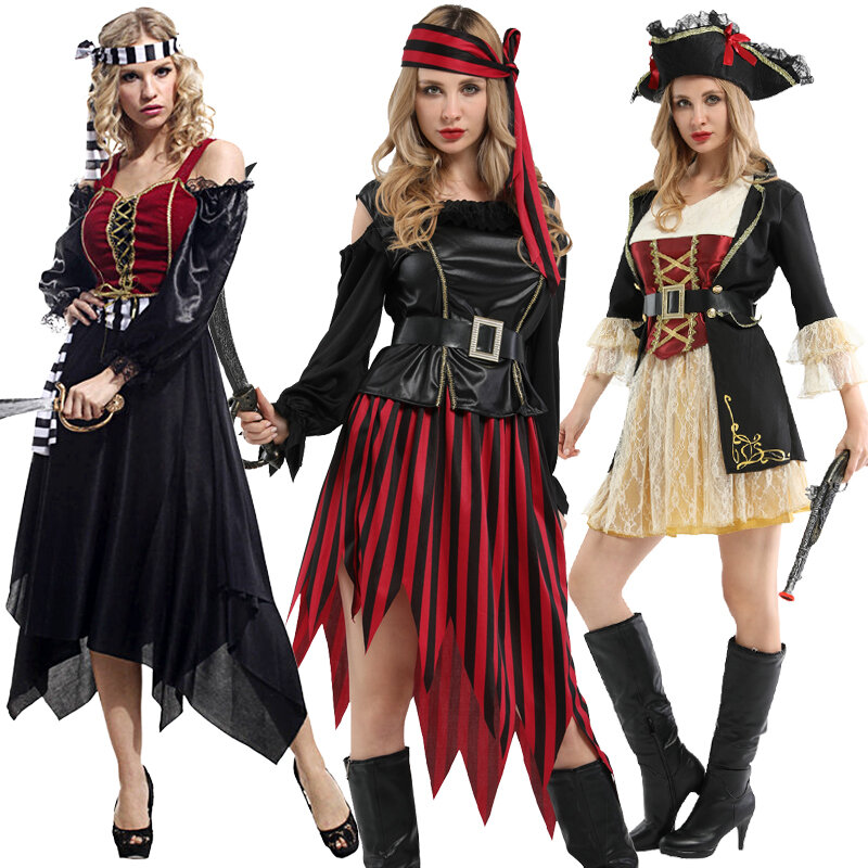 Capitão Jack Halloween Pirate Fantasia, Drama Feminino, Performance de Palco, Interpretação, Adulto