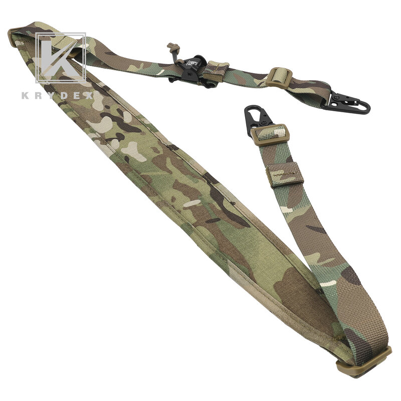 KRYDEX-التكتيكية وحدات بندقية حبال حزام ، قابلة للإزالة ، 2 نقطة ، 1 نقطة ، 2.25 "، مبطن مقلاع ، اطلاق النار ، الصيد ، بندقية الملحقات