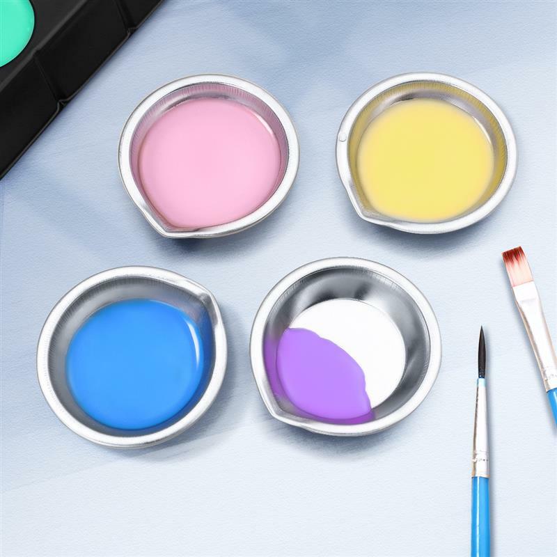 Cuencos de acero inoxidable para pintar, 12 piezas, bandejas de pintura al óleo, mezcladores de colores, herramientas de pintura DIY para niños