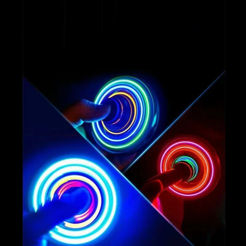 Creative Glowing Flashing Gyroscope Spinning Children Hand Turn Rotating Gyro Toys Cool Colored Light Effect Toys Kids Funny Toy