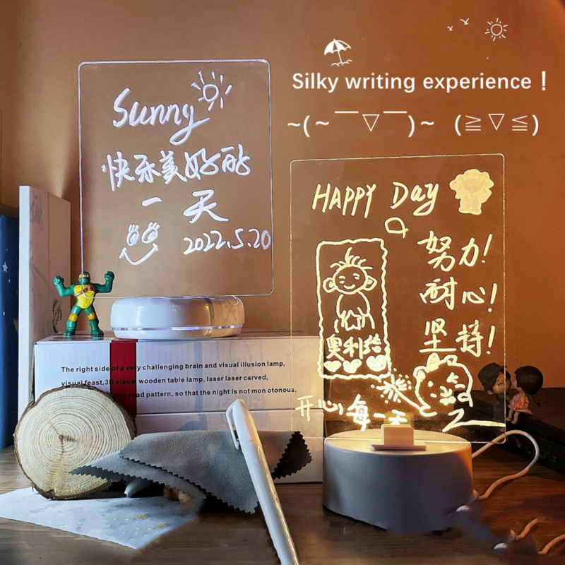 Veilleuse Led avec panneau de notes réinscriptible, avec lumière chaude et douce, alimentation USB, cadeau de vacances créatif pour enfants
