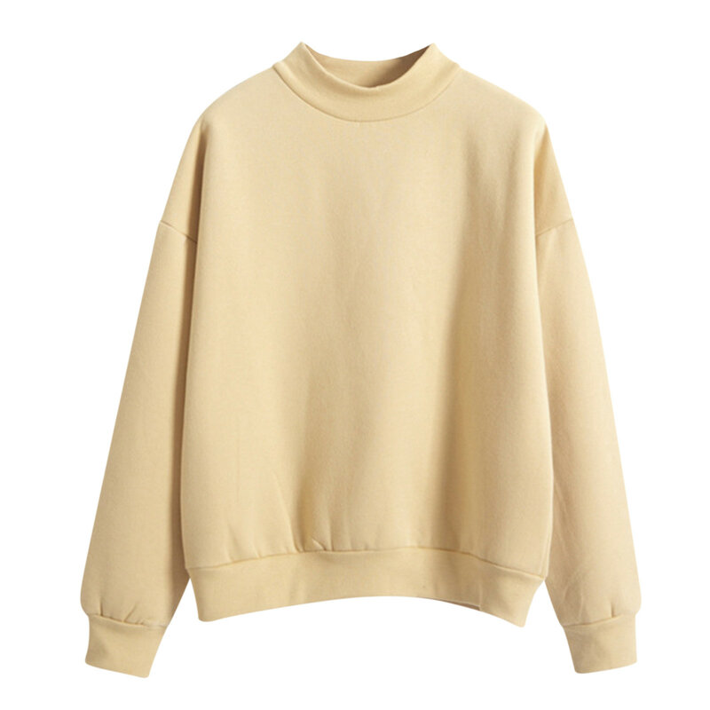 2023 Frau Sweatshirts süße koreanische O-Ausschnitt gestrickte Pullover dicke Herbst Winter Süßigkeiten Farbe lose Hoodies feste Damen bekleidung
