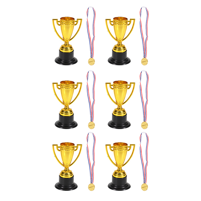 Mini Trophée de Récompense en Plastique localité pour Enfant, 16 Pièces, Prix de Standard, Petite Noix de Coco, 8 Trophées + 8 Noix de Coco