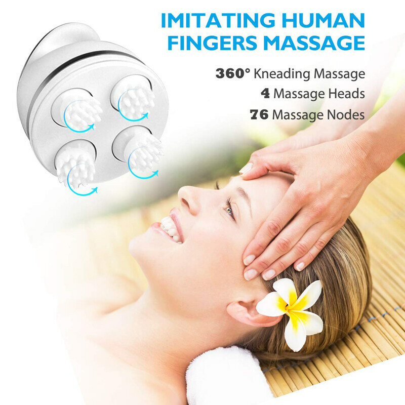 Rechargeable Head Massager For Stress Relax Scalp Machine Therapy Silicone Spa Head To Relieve Pain In Back Neck Legs