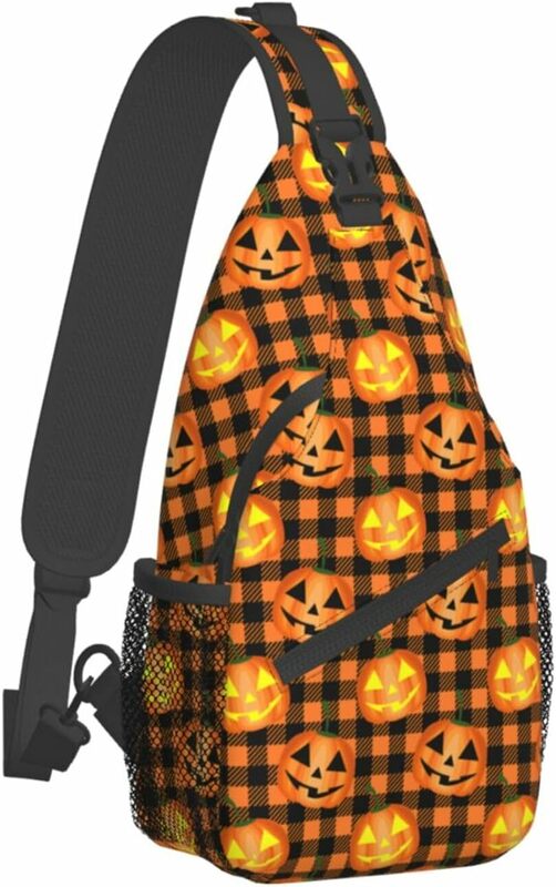 Retro Halloween Cats Sling Bag for Women Men Funny Halloween Crossbody Shoulder Bags Adjustable Casual Daypacks Chest Bag