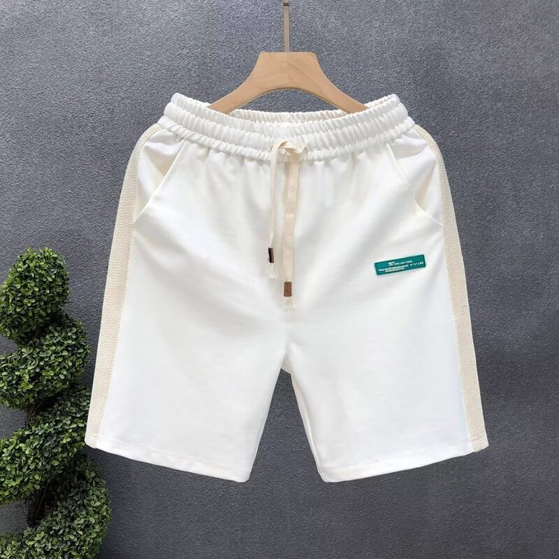 Modne białe spodenki sportowe wysokiej jakości męskie krótkie spodnie letnie amerykańskie spodenki gimnastyczne główna ulica odzież męska Streetwear 2024