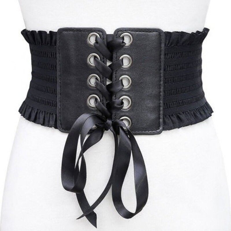 Korset renda wanita, sabuk bawah dada hitam dourbesy Vintage korset rompi seks pinggang Comeondear Gothic Harness