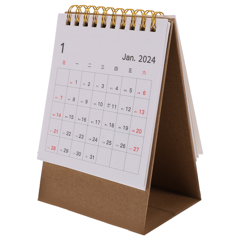 Calendario de escritorio sin imprimir, planificador de horario, oficina, Papel Kraft mediano, 2024-20238, 202412