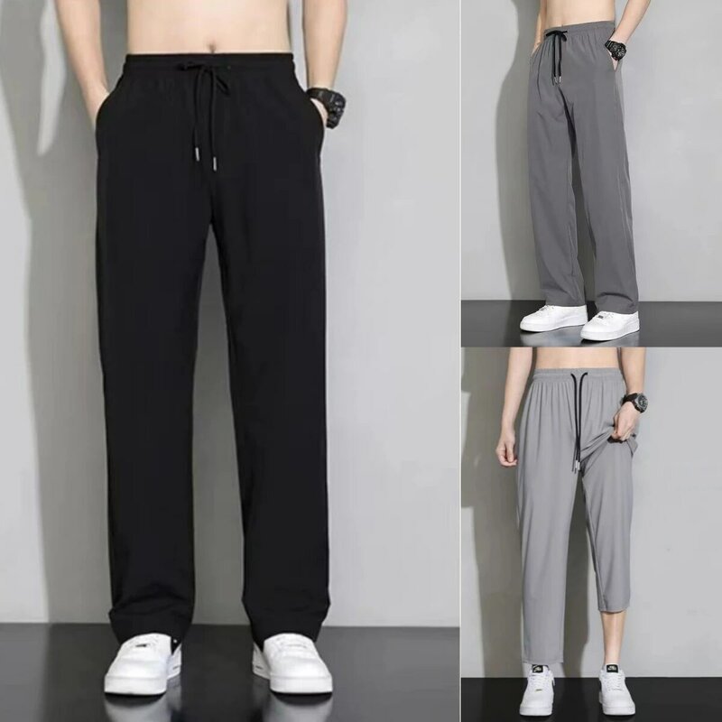 Korean Straight Wide Leg Pants Loose Ins New Versatile Trend Sports Men Pants Thin Solid Male Long Pants Casual Office Pants