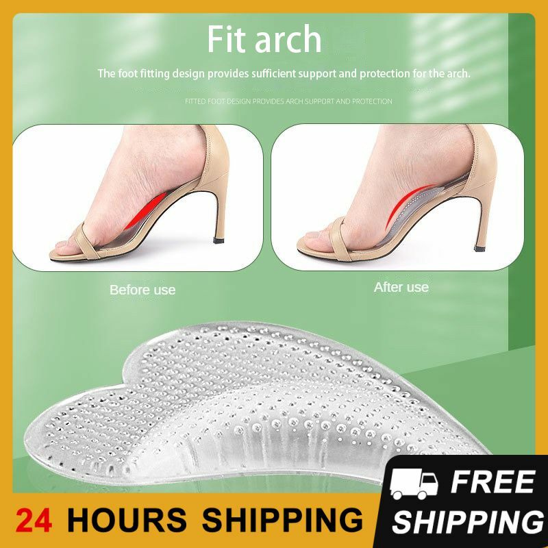 1Pair Silicone High Heels Sandals Forefoot Pad Cushion Pads Anti-slip Foot Pain Relief Pads Half Insoles Round Toe Shoe Inserts