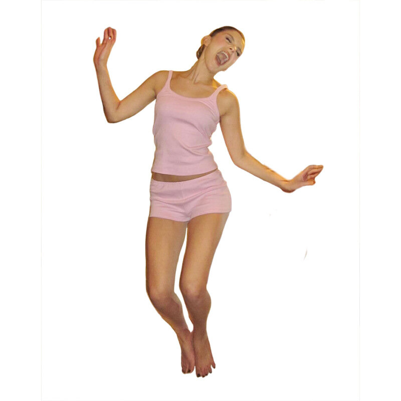 Women's Pink Pants Set  2 Pieces Top+Short Trousers Sleeveless Summer Short Mini Vest Hot Girl Streetwear In Stock