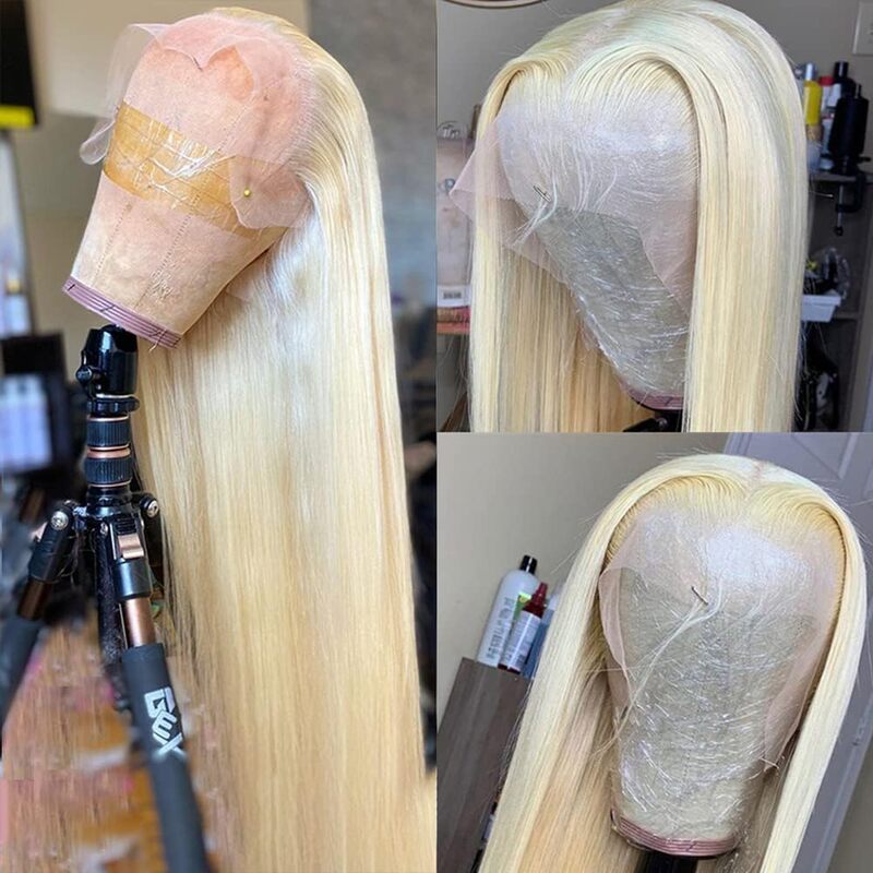 613 HD Transparent Lace Front Wig Bone Straight Brazilian Human Hair Wig PrePlucked For Women 13x6 Honey Blonde Lace Frontal Wig
