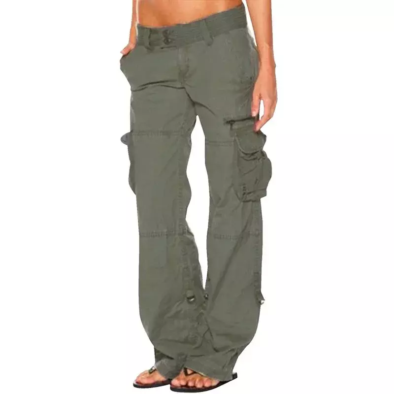 Pantalones Retro elegantes para mujer, pantalones Cargo con bolsillos, trabajo sencillo, ocio, estilo Regular, primavera y otoño