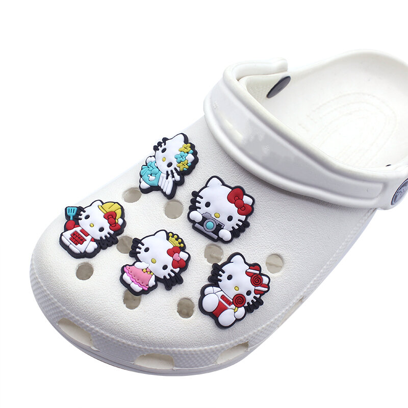 รองเท้า Hello Kitty 1-9ชิ้นรองเท้าแตะประดับหัวเข็มขัดน่ารักตกแต่งสวยงามสำหรับเด็กผู้หญิง X-Mas ของขวัญขายส่ง