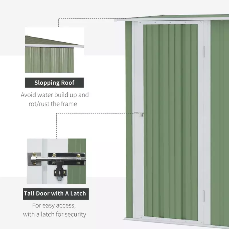 Metal Storage Shed House com porta e fechadura, Steel Utility Tool, White Shelds, Outdoor Storage, 5ft X 3ft