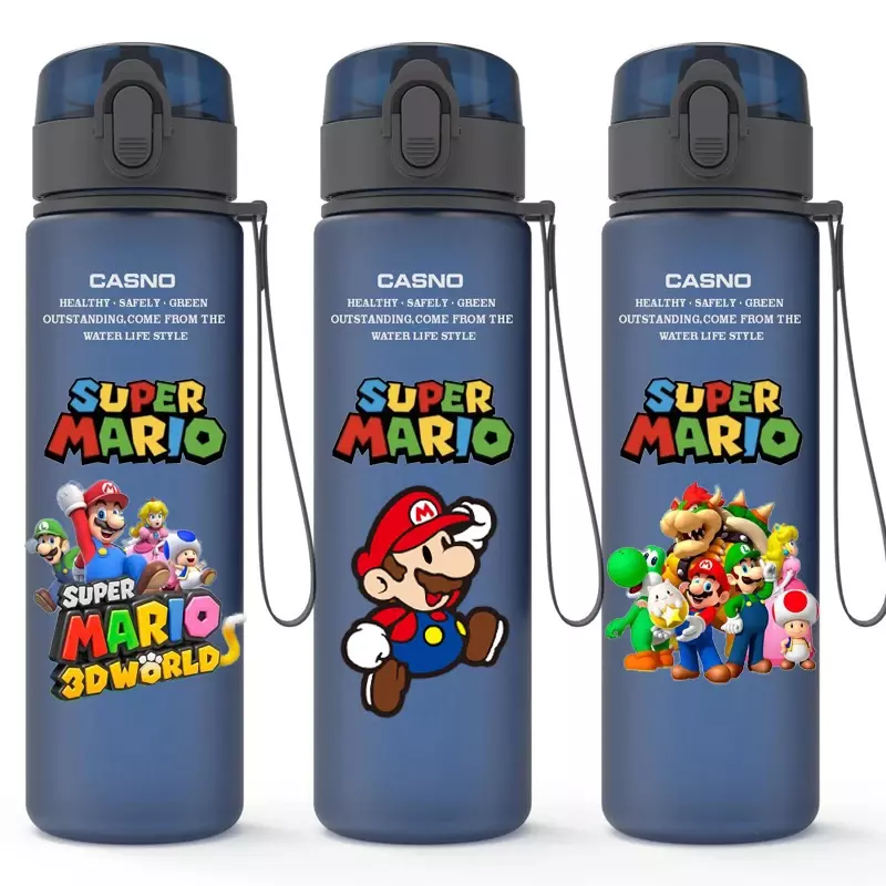 Super Mario Bros 560Ml Waterbeker Cartoon Figuren Draagbare Plastic Waterfles Waterbeker Grote Capaciteit Drinkbeker Geschenken