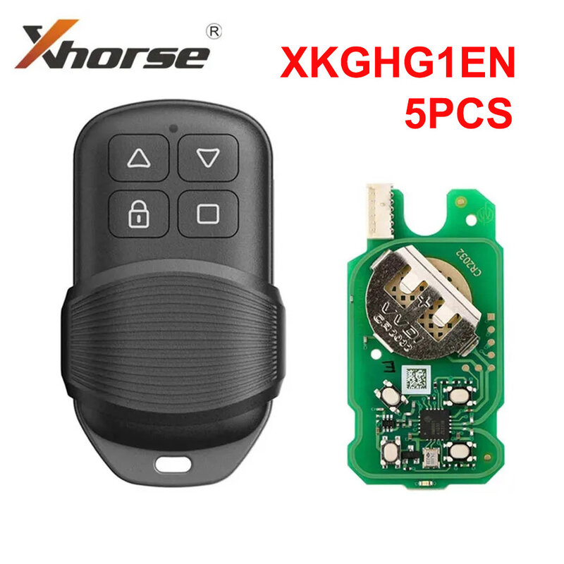 Xhorse-XKGHG1EN Garage Remote, 315 MHz, 433Mhz, Switch Frequency Support, Recuperação de Dados para VVDI MINI Tool, 5pcs por lote