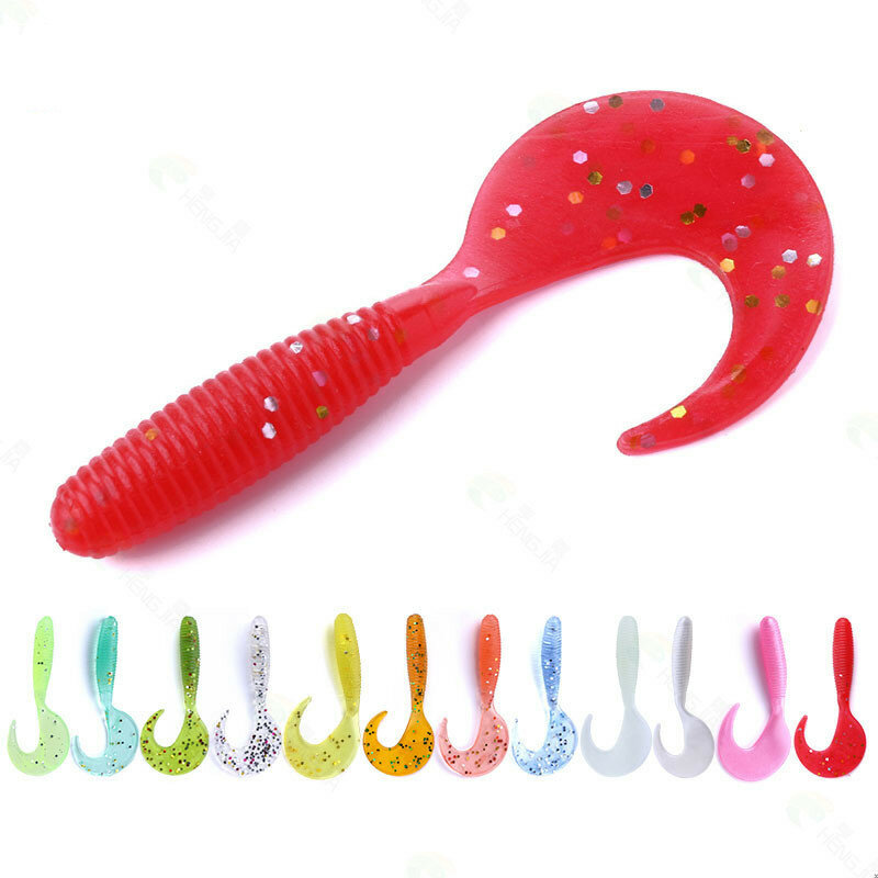 10Pcs/lot Fishing Lures 65mm 2g Wobblers Carp Fishing Soft Bait Swimbait Tail Grub Lures Silicone Artificial Fishing Tackle Worm