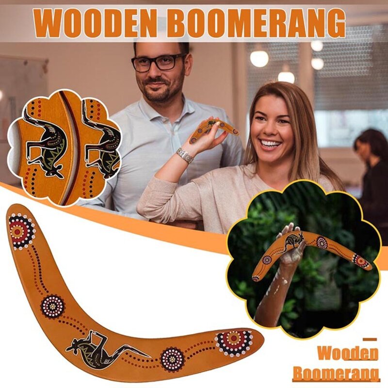Wooden V-Boomerang New Children's Toys V-mark Boomerang Yellow Throwing Toy