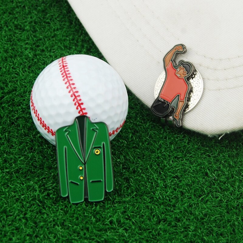 Aksesori Golf klip topi Golf hijau bola Golf penanda jaket hijau multiwarna portabel kreatif