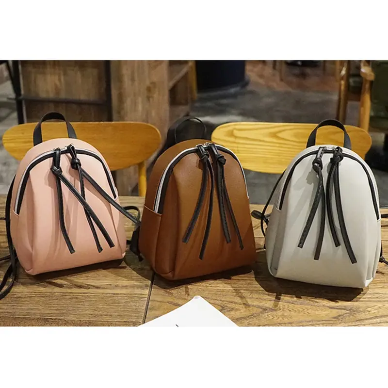 Mini PU Leather Backpack Women's Small Shoulder Bag with Tassel Zipper  Female Leather  School Bagpack Bag for Teenage Grils