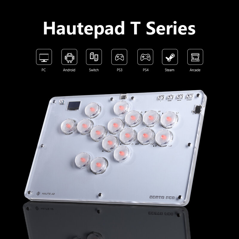 Haute42 아케이드 조이스틱 히트박스 레버리스 컨트롤러, 아케이드 격투 게임 히트박스, PC, PS3, PS4, 스위치용 미니 아케이드 파이트스틱