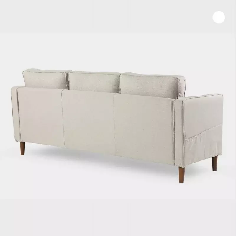 Mellow HANA kain Linen Modern Sofa/kursi empuk/Sofa dengan kantong sandaran lengan, pasir abu-abu