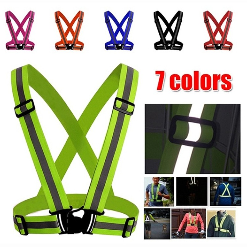 Reflective Vest Unisex High Visibility Adjustable Safety Vests Elastic Strip Security Traffic Night Working Running Cycling Vest