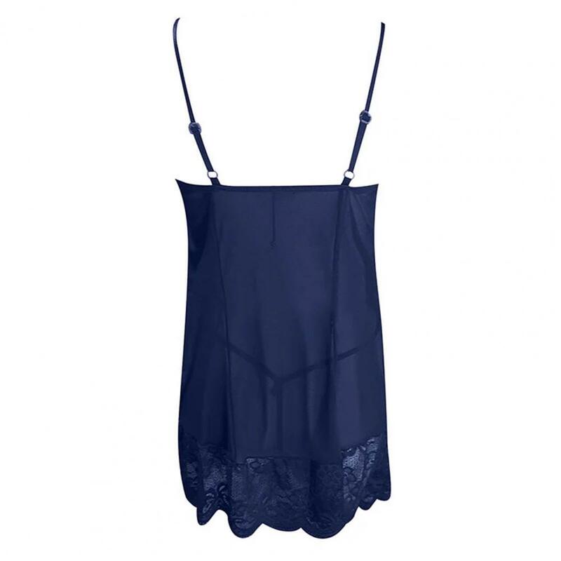 Женская кружевная ночная рубашка с V-образным вырезом, кружевная ночная рубашка в стиле пэчворк для женщин, пижама на бретелях-спагетти с открытой спиной, облегающее платье выше колена
