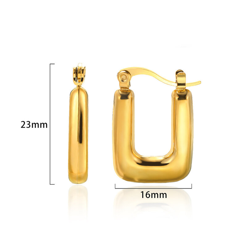 Rectangular Stainless Steel Earrings for Women Gold Color Geometric Earrings Brincos Fashionable Jewelry Aretes Mujer