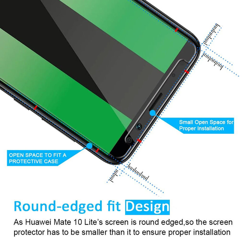 Pellicola proteggi schermo in vetro 2/4 pezzi per Huawei Mate 10 Lite 10 Pro vetro temperato