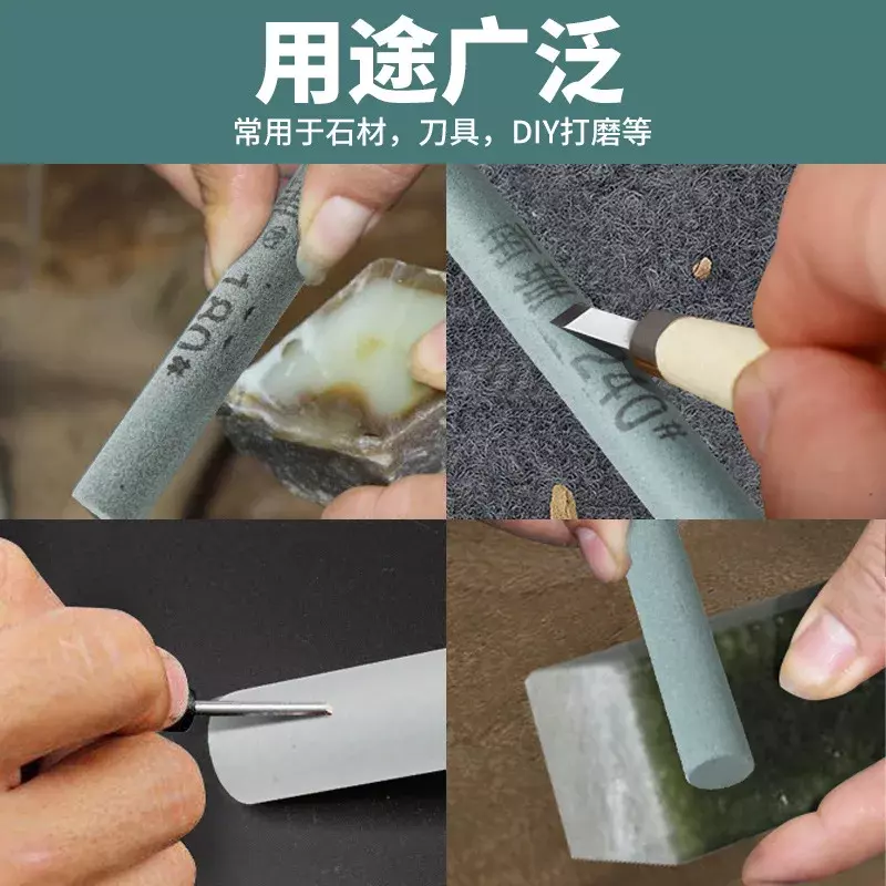 1 buah 150X12MM 80-1200 Grit batu minyak silikon hijau karbida pasir batang abrasif bulat pisau giok abrasif Gel silika halus abrasif