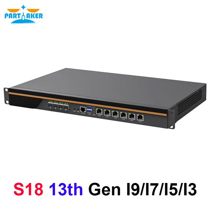 1U 랙 마운트 방화벽 기기, 13 번째 인텔 코어 I9 13900K I7 13700 I5 13400 I3 13100 6 LAN 2/4 10G SFP pfSense OPNsense Mikrotik