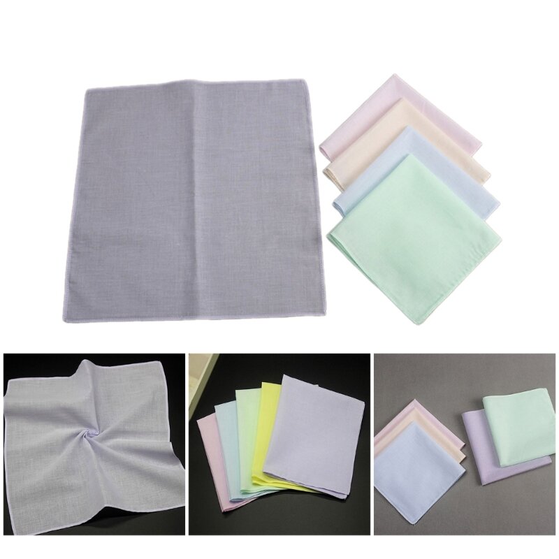 28x28cm Male Women Handkerchiefs Solid Plain Color Hankies Pocket Square Towel Crafts Painting Handkerchiefs for Woman