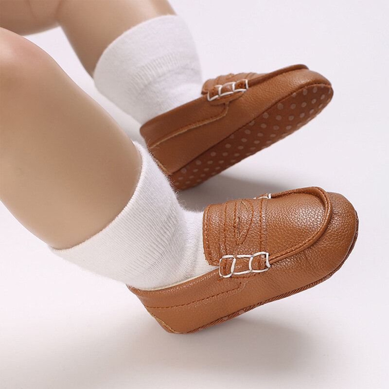 Мокасины для маленьких мальчиков и девочек, мягкая нескользящая обувь для кроватки, без застежки, кожаные туфли для малышей