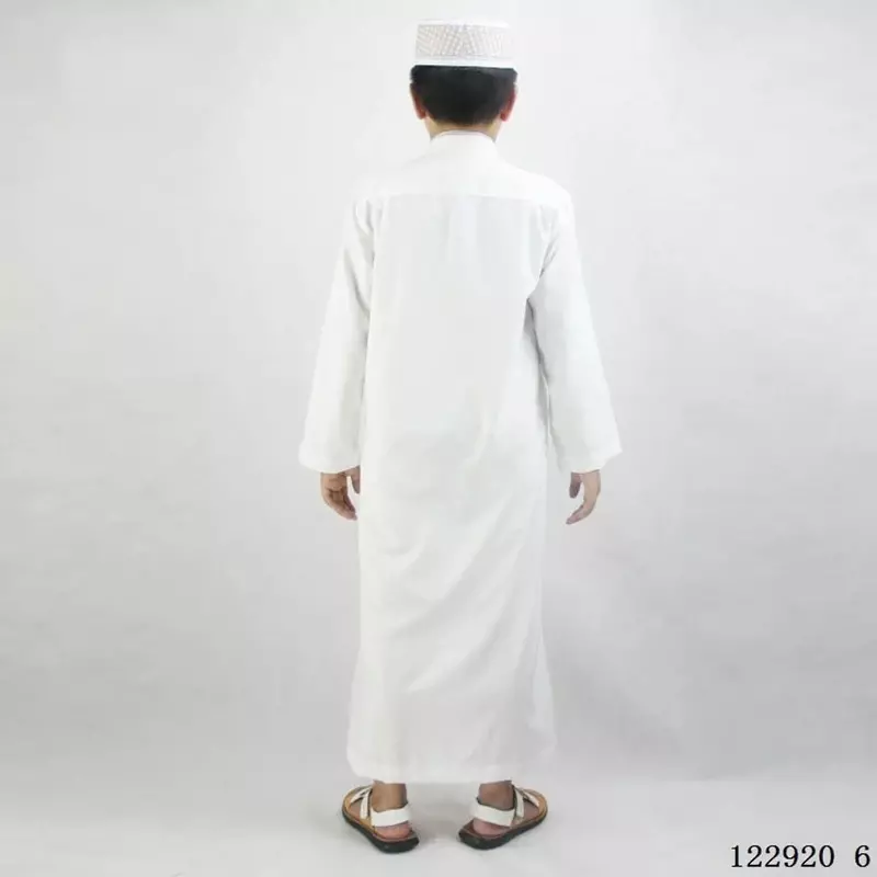 Мусульманское платье для мальчиков, удобное платье из полиэстера, с вышивкой, традиционное, Джуба-Тобе, белое Молитвенное платье