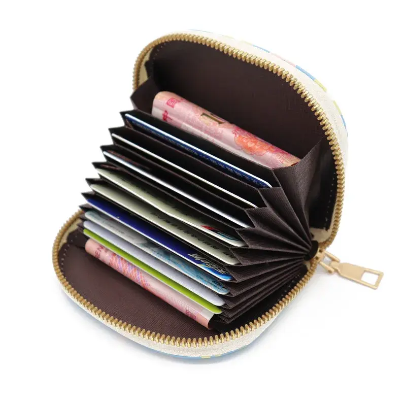 Saco de cartão impresso coreano para mulheres, multi-cartões, grande capacidade, bonito, pequeno, bolsa fresca, fêmea, tampa do cartão de crédito, novo