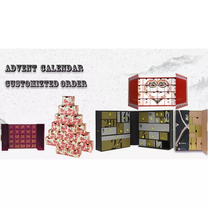 Kunden spezifisches Produkt25 Tage Geschenke Papp verpackungs box Countdown Schönheit Advents kalender Box mit Magnet verschluss