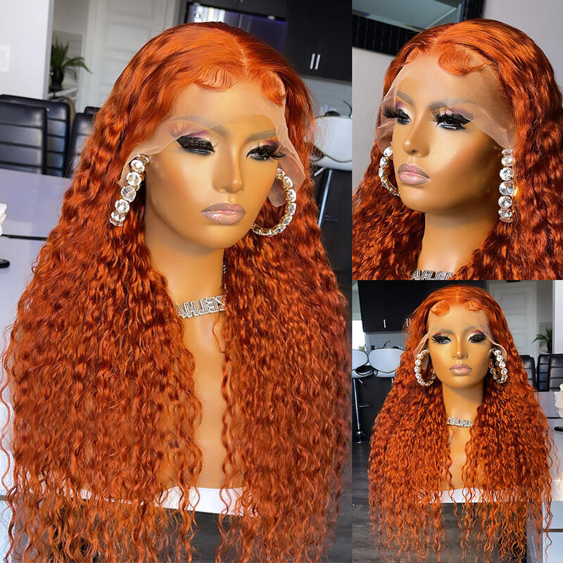 Orange Ginger Lace Front Wig Human Hair Deep Wave Wig 13x4 13x6 HD lace Frontal Wig Brazilian Curly Human Hair Lace Frontal Wig