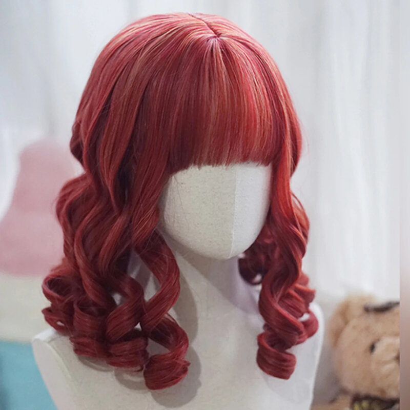 DUTRIEUX Roman Roll Synthetic Cosplay Wig With Bangs Cute Woman Princess Roll Lolita Wig