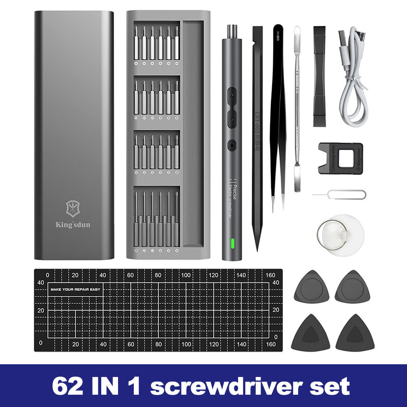 Precision Electric Screwdriver Set, Kit de Ferramentas, Recarregável, Sem Fio, Mini, Pequeno Bit, Xiaomi Mobile Cell Repair, 62 em 1, Novo