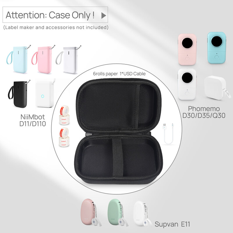 Niimbot 미니 휴대용 프린터 포켓 라벨 열 프린터 케이스 가방, 보호 쉘 사용, D110 D11 D101