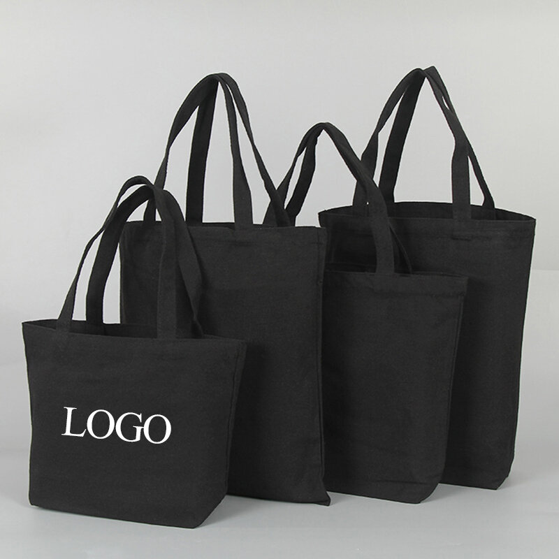 Logo stampato personalizzato all'ingrosso 6OZ 8OZ 12OZ 16OZ 20OZ tela di cotone a buon mercato eco-friendly riutilizzabile semplice Shopping Tote Bag