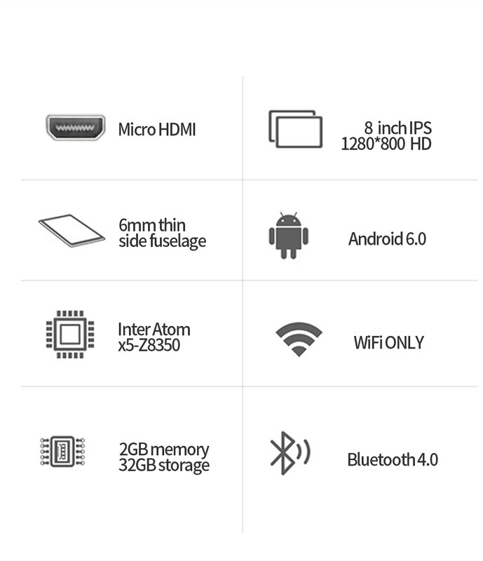 BDF 8-дюймовый WiFi планшет Quad Core 2 Гб RAM 32 ГБ ROM Google Play Двойная камера Bluetooth Дешевые и простые детские подарки планшеты