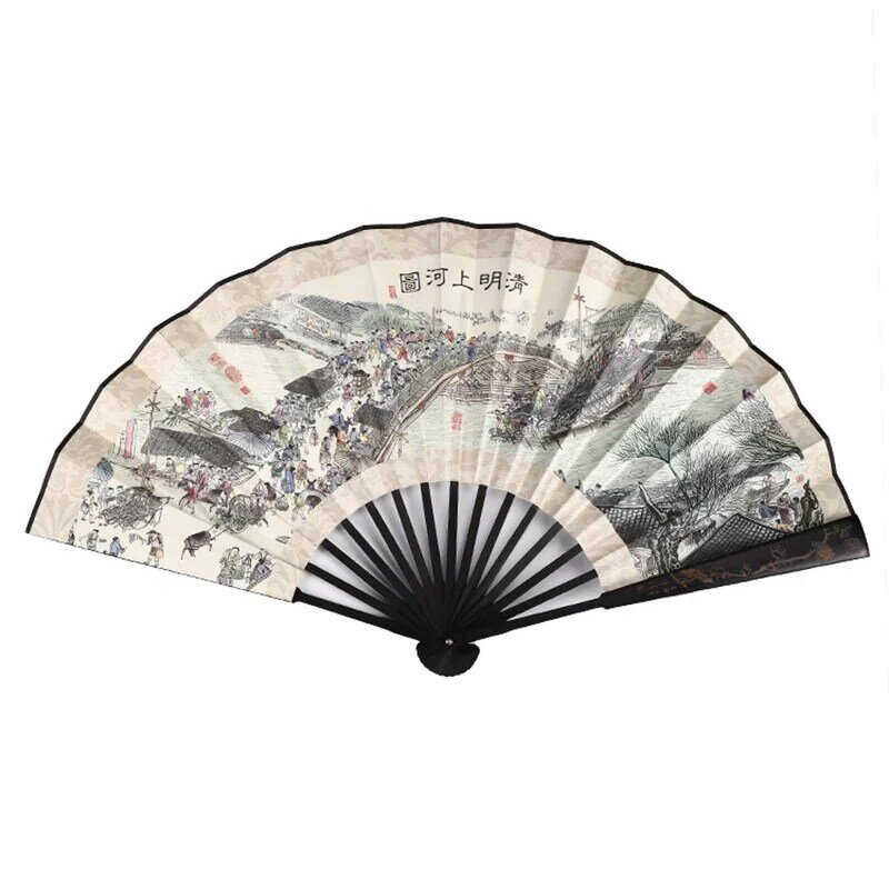 Antique Large Chinese Folding Fan Hand Portable Personalised Folding Fan Foldable Custom Ventilador Grande Bamboo Decoration